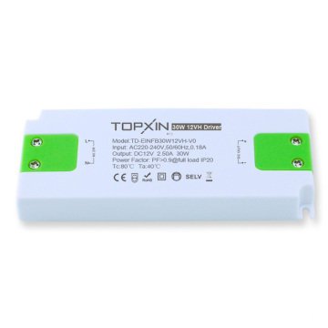 30W 12V High PF Flicker Free Super Slim Constant Voltage Led Driver Comply with CE conformity